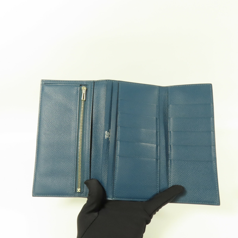 HERMES Epsom皮革Bearn Trifold Wallet銀扣長錢包-6