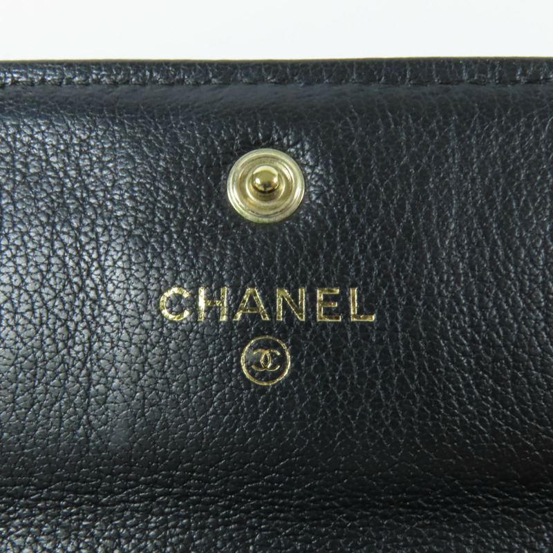 CHANEL 牛皮皮革Long Wallet金扣長錢包-14