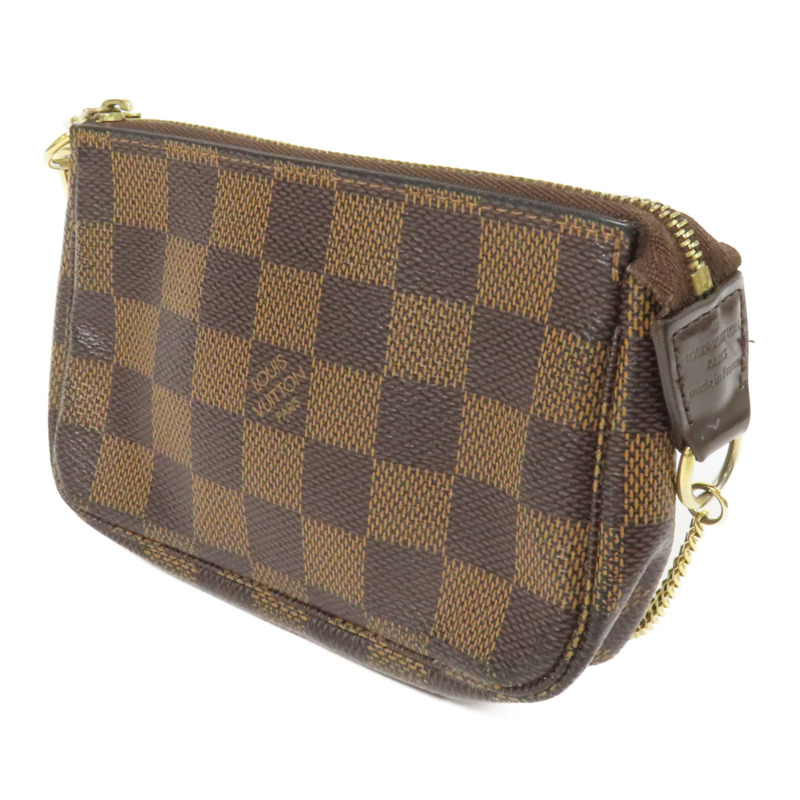 LOUIS VUITTON Damier Mini Pochette金扣鏈帶手挽袋-2
