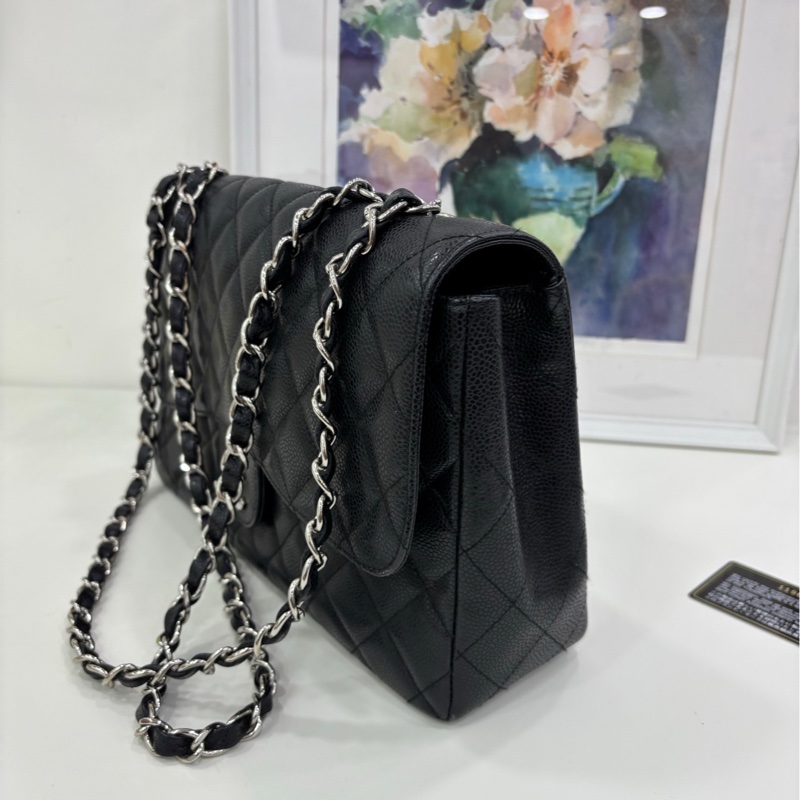 Chanel香奈兒CF Jumbo黑荔枝紋牛皮 ， 尺寸30*9*20，11開有卡-3
