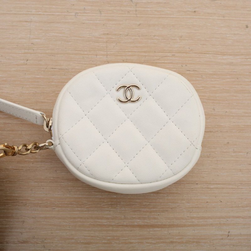 Chanel 19bag圓餅子母包 黑白毛呢 金銀扣 斜背包-9