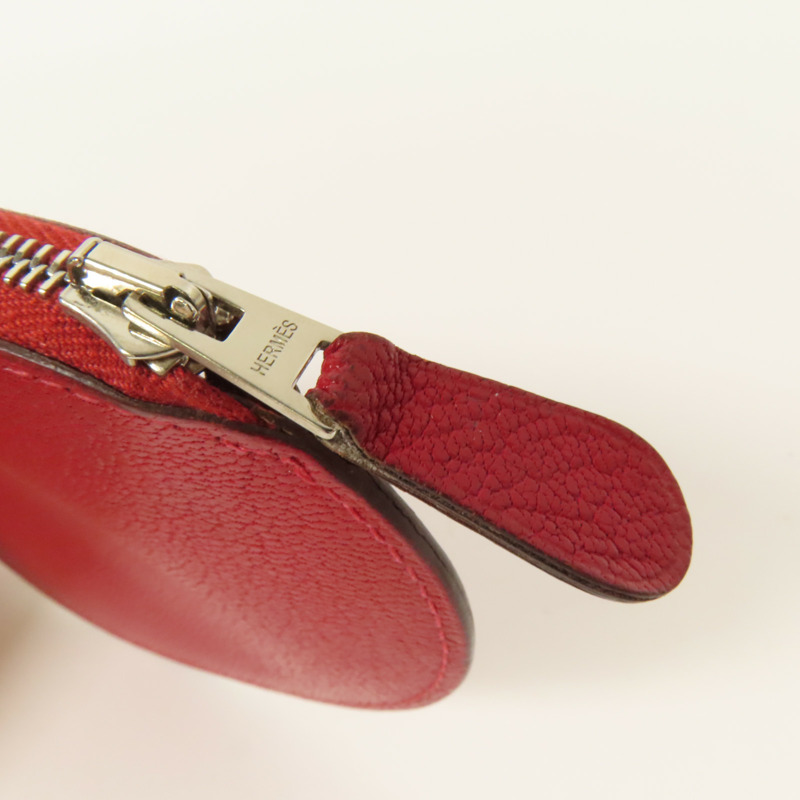 HERMES Chevre皮革Evelyne Coin Purse零錢包Red-5