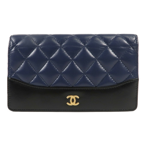 CHANEL 牛皮皮革Long Wallet金扣長錢包