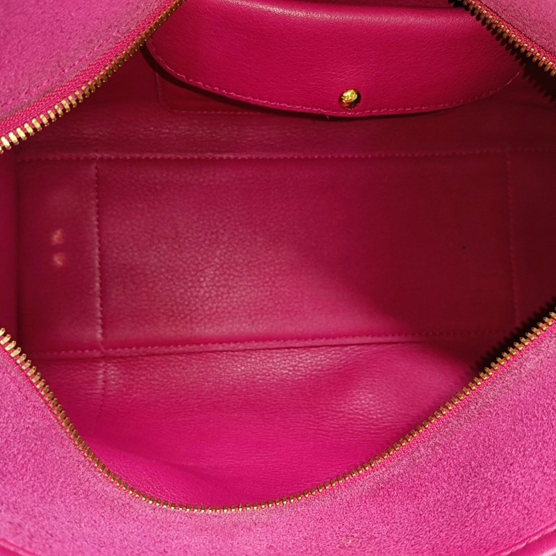 LOEWE Amazona 玫紅色絨面革手提包 金色五金 配件齊全-6