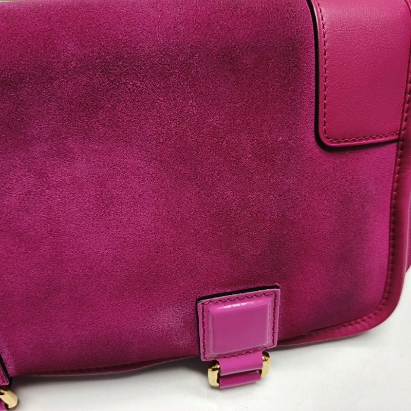 LOEWE Amazona 玫紅色絨面革手提包 金色五金 配件齊全-10