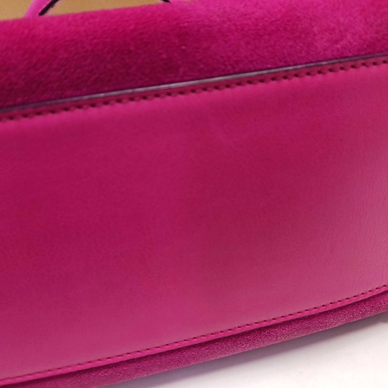 LOEWE Amazona 玫紅色絨面革手提包 金色五金 配件齊全-11