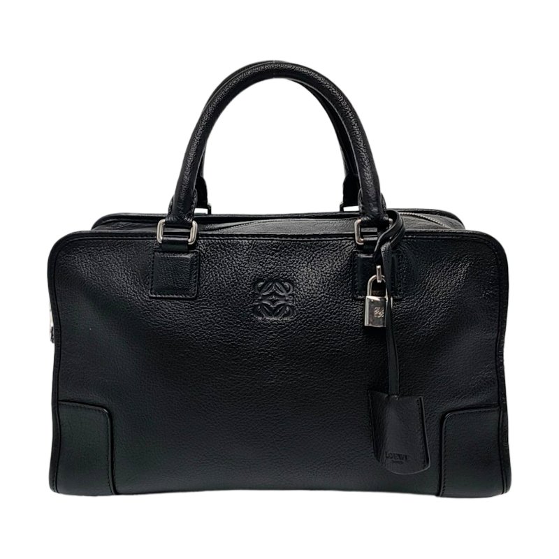 LOEWE Amazona 黑色牛皮壓紋手提包 銀色五金-0