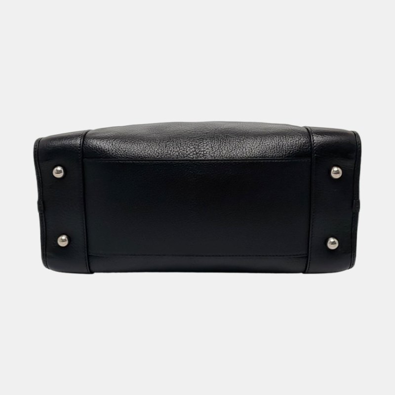 LOEWE Amazona 黑色牛皮壓紋手提包 銀色五金-5