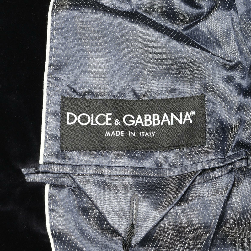 DOLCE & GABBANA 絲絨剪裁夾克 棉質 海軍藍 50 碼 二手男式-2