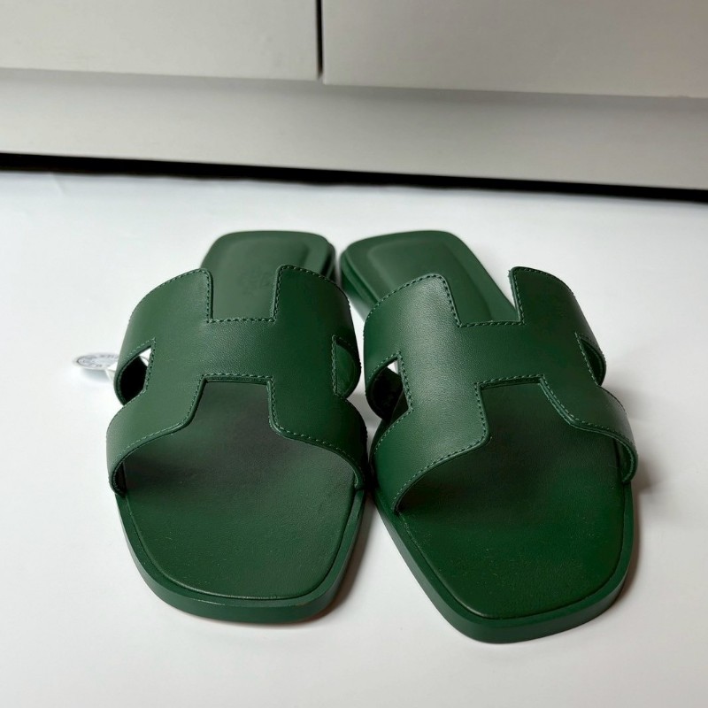 Hermes Oran 綠皮H拖鞋-1