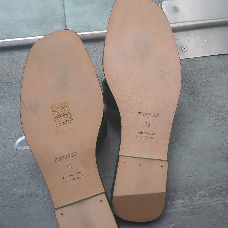 Hermes Oran 綠皮H拖鞋-8