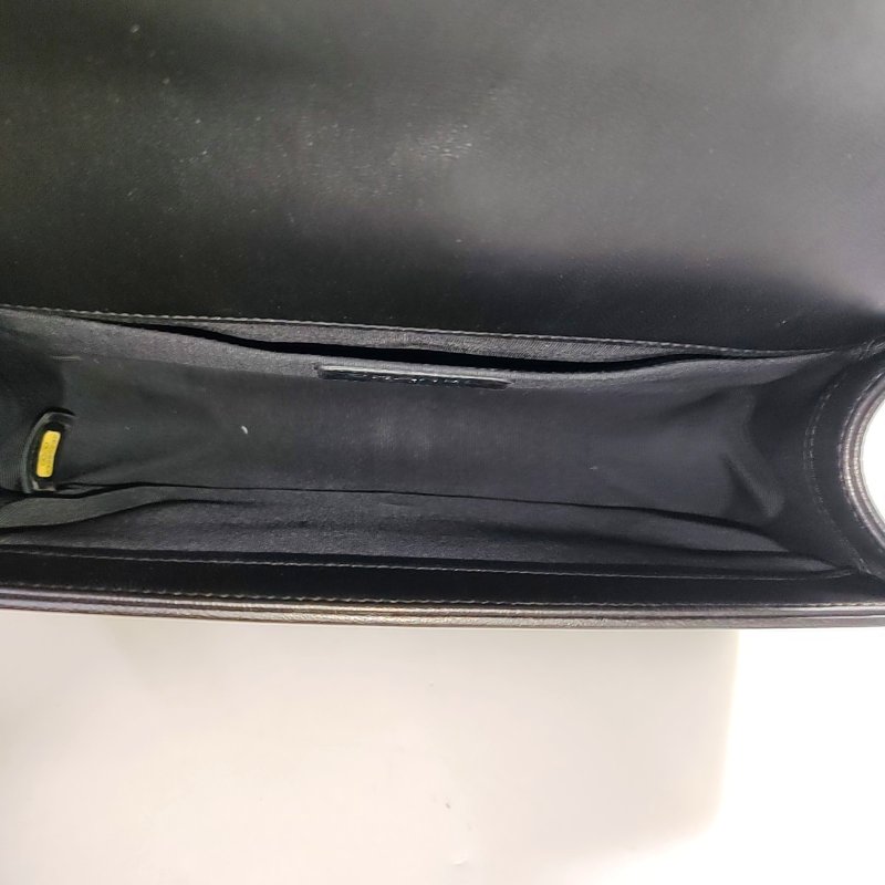 CHANEL BOY 中號 黑色羊皮菱格紋縫斜背包肩背包 銀色五金-6