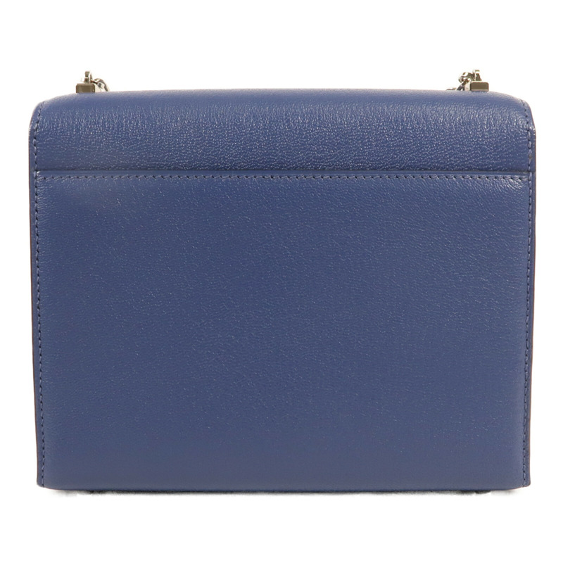 HERMES Chevre皮革Verrou Mini銀扣鏈帶肩背袋Bleu Brighton-1