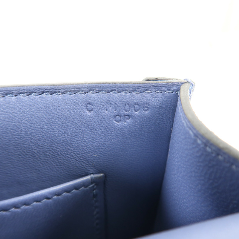 HERMES Chevre皮革Verrou Mini銀扣鏈帶肩背袋Bleu Brighton-6