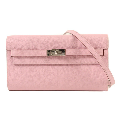 HERMES Epsom皮革Kelly To Go銀扣肩背袋Mauve Sylvestre