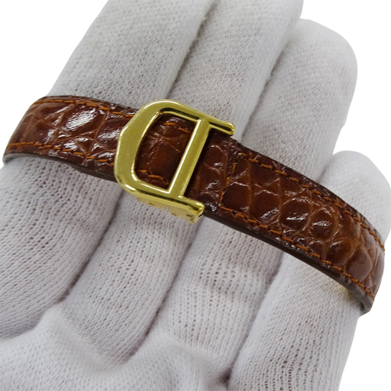 Cartier Must Colisee 女士手錶,鍍金石英,QZ 925 皮革,三色圓形,W1006654-3