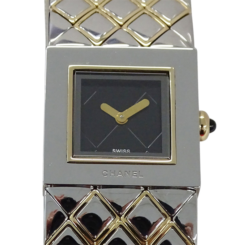CHANEL 女士 Matelasse 石英腕錶，QZ 不鏽鋼、金和黃金，H0475，方形，拋光-1