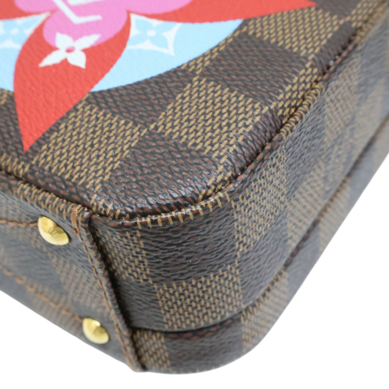 棕色 棋盤格 帆布 紅色牛皮 徽章 Stories Box 兩用包 N40048【LOUIS VUITTON LV 路易威登】 N40048-9