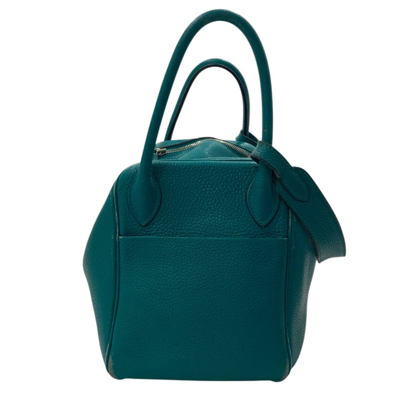 HERMES 愛馬仕 LINDY30 N刻 皮革 肩背包 藍綠色-2