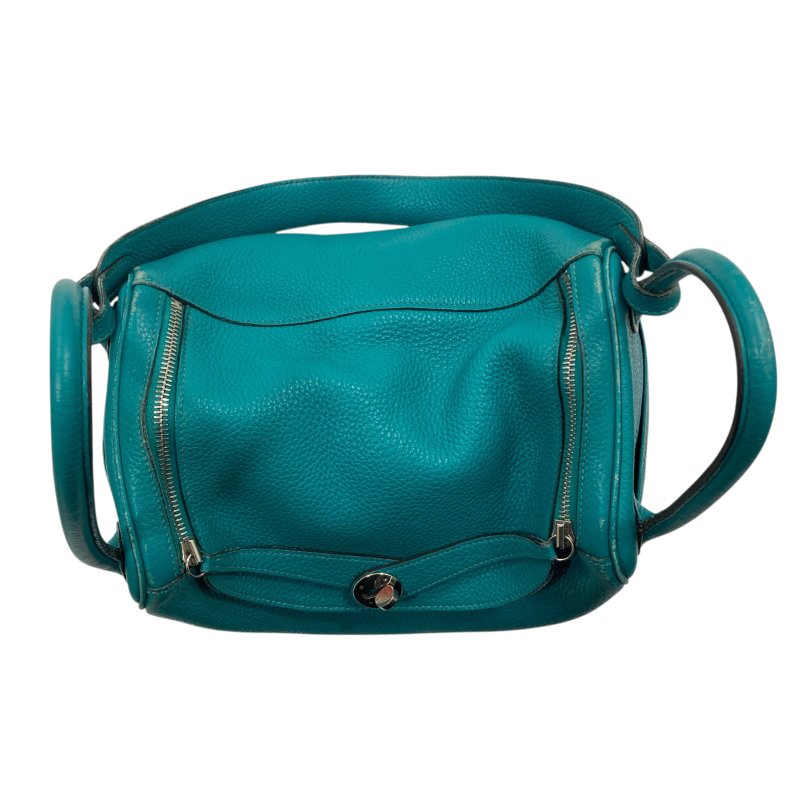 HERMES 愛馬仕 LINDY30 N刻 皮革 肩背包 藍綠色-5
