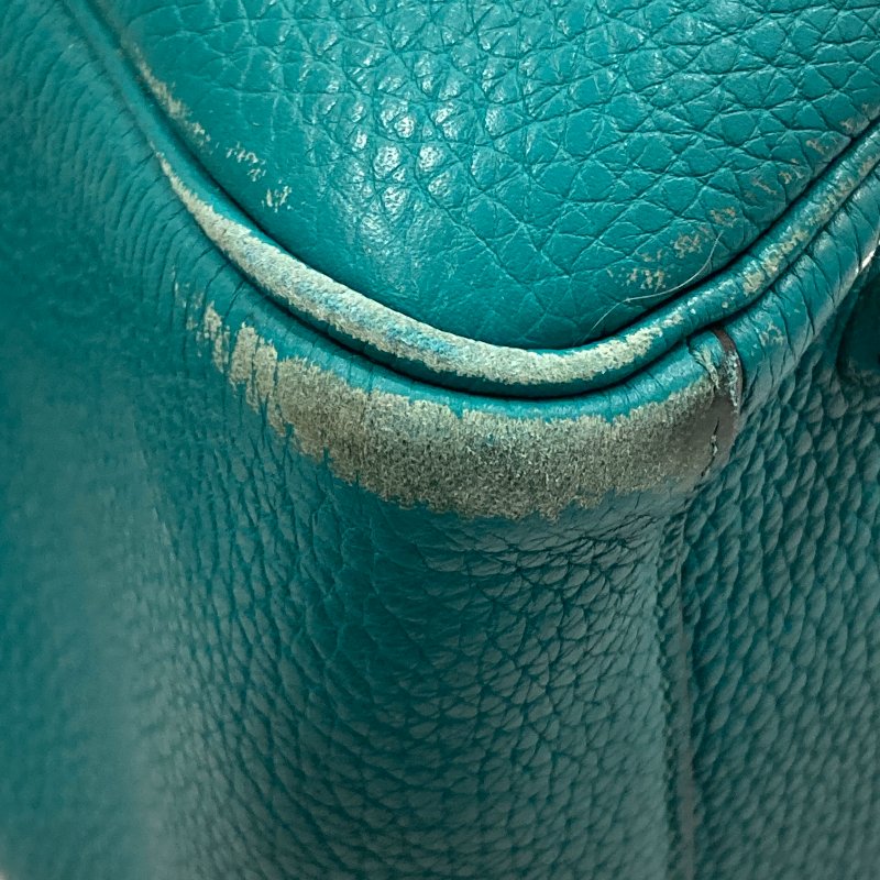 HERMES 愛馬仕 LINDY30 N刻 皮革 肩背包 藍綠色-9