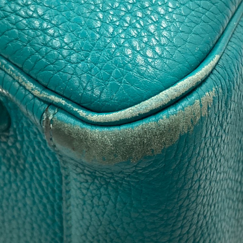 HERMES 愛馬仕 LINDY30 N刻 皮革 肩背包 藍綠色-10