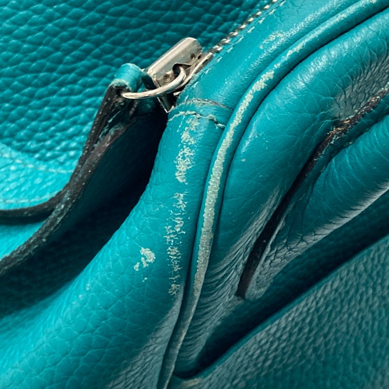 HERMES 愛馬仕 LINDY30 N刻 皮革 肩背包 藍綠色-14