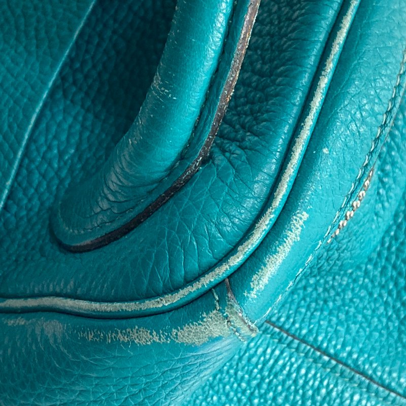 HERMES 愛馬仕 LINDY30 N刻 皮革 肩背包 藍綠色-20
