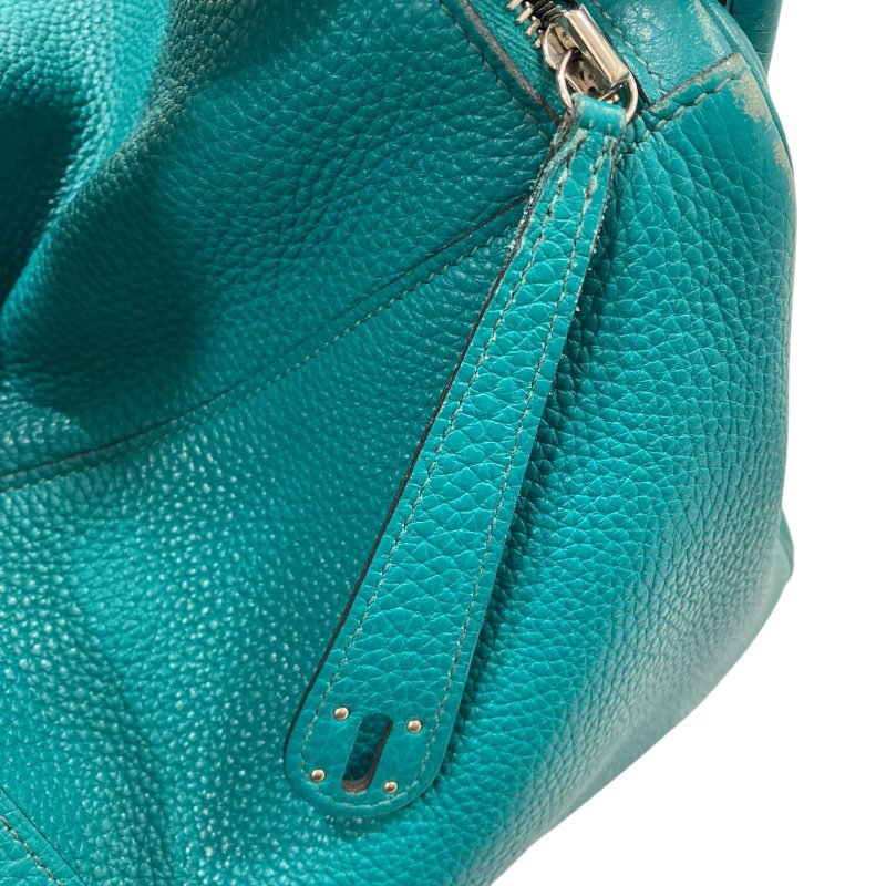 HERMES 愛馬仕 LINDY30 N刻 皮革 肩背包 藍綠色-23