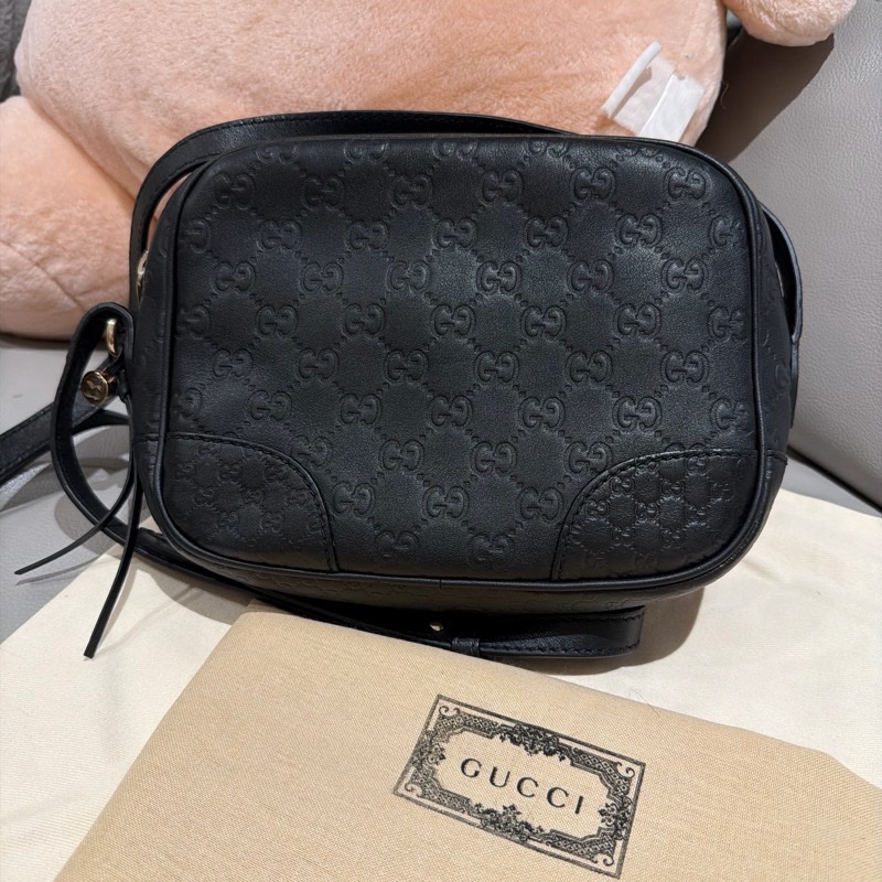 Gucci 黑色壓紋全皮相機包-6