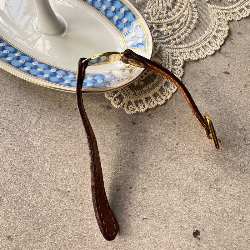 罕有中古 Celine金幣皮革手帶 手鏈 vintage leather bracelet-14
