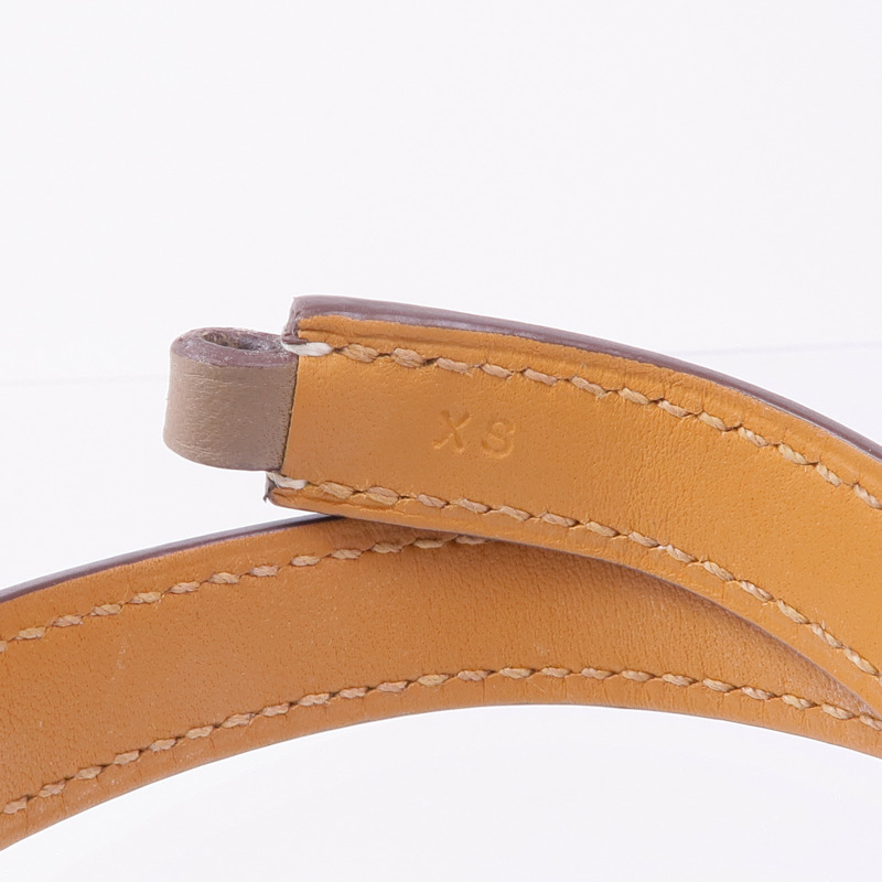 HERMES Swift皮革Rivale Double Tour銀扣手帶Etoupe-8