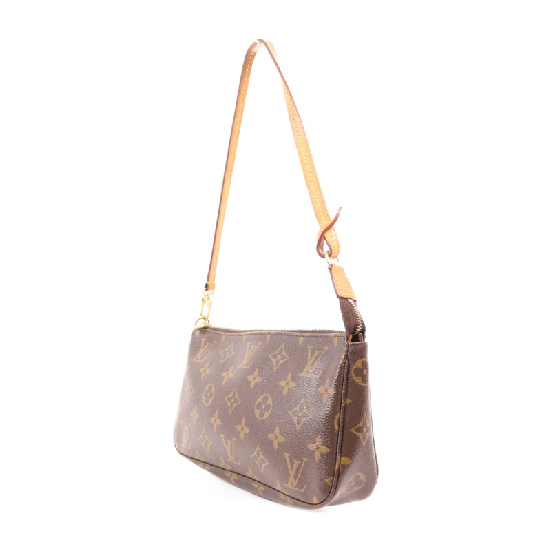 LOUIS VUITTON Monogram Pochette Accessoires金扣手拿包棕色-2
