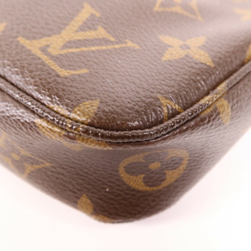 LOUIS VUITTON Monogram Pochette Accessoires金扣手拿包棕色-5