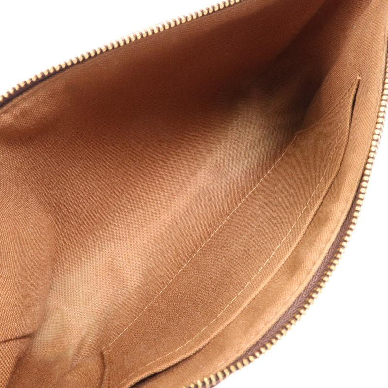 LOUIS VUITTON Monogram Pochette Accessoires金扣手拿包棕色-9