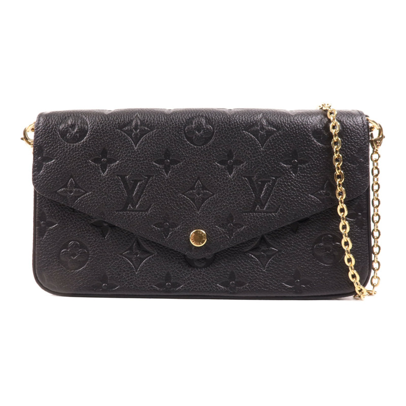 LOUIS VUITTON Monogram Empreinte Felicie Pochette 金扣鏈帶肩背袋-0