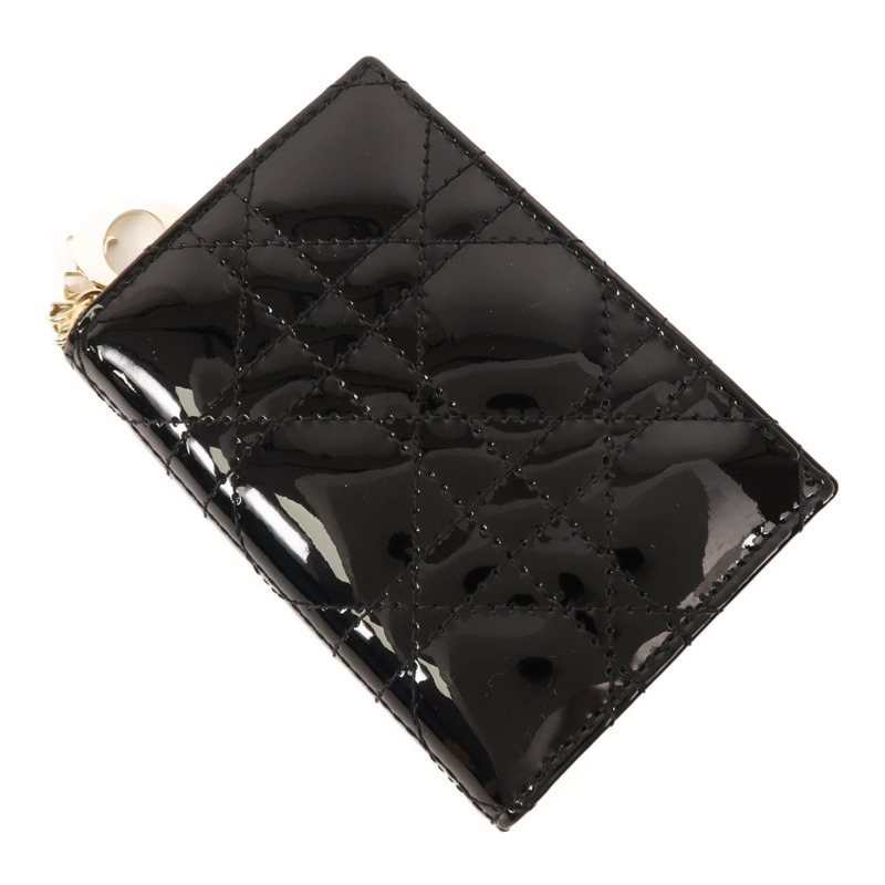 Dior 漆皮皮革Lady Dior Gardenia Wallet金扣錢包-3