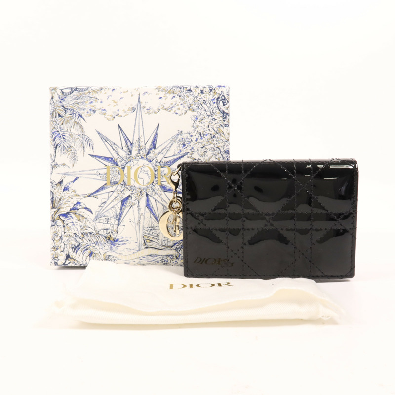 Dior 漆皮皮革Lady Dior Gardenia Wallet金扣錢包-12