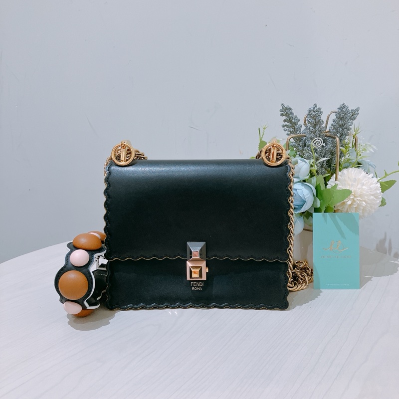 TK1822 Fendi芬迪斜挎/單肩黑色小包 Kan I 8M0381Small Handbags Black X GHW-0