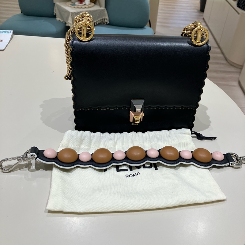 TK1822 Fendi芬迪斜挎/單肩黑色小包 Kan I 8M0381Small Handbags Black X GHW-52