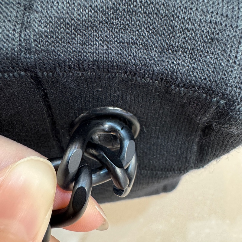 CHANEL黑帆布黑釦方塊格紋雙耳保齡球包A17377-31