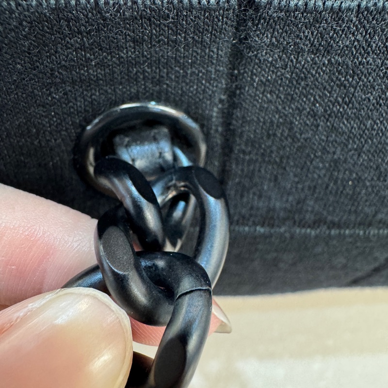 CHANEL黑帆布黑釦方塊格紋雙耳保齡球包A17377-33