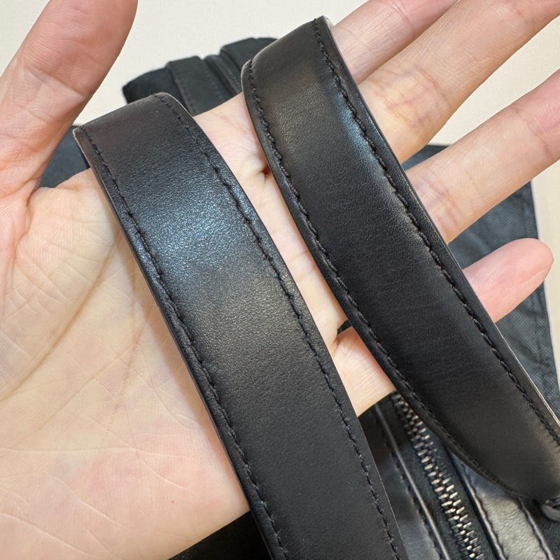 CHANEL黑帆布黑釦方塊格紋雙耳保齡球包A17377-29