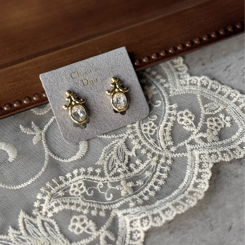 Vinatge Christian Dior Clip on Earrings 宮廷復古水鑽耳夾-0
