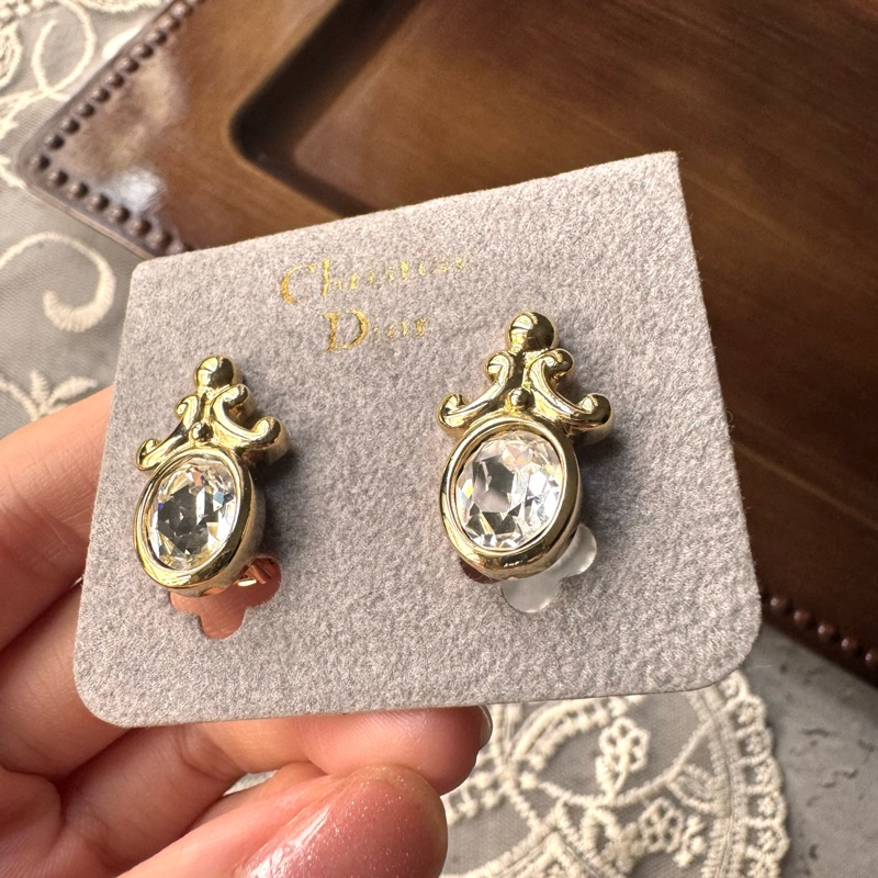Vinatge Christian Dior Clip on Earrings 宮廷復古水鑽耳夾-6