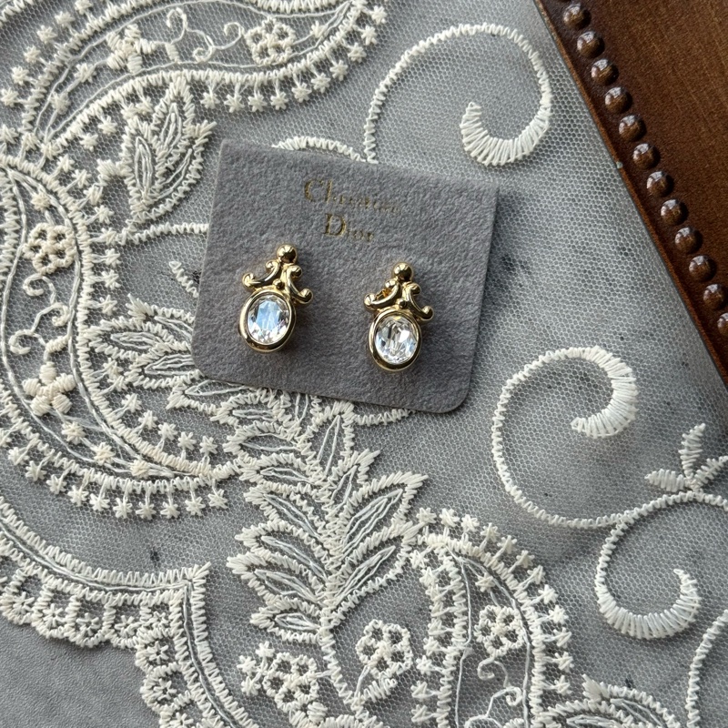 Vinatge Christian Dior Clip on Earrings 宮廷復古水鑽耳夾-9