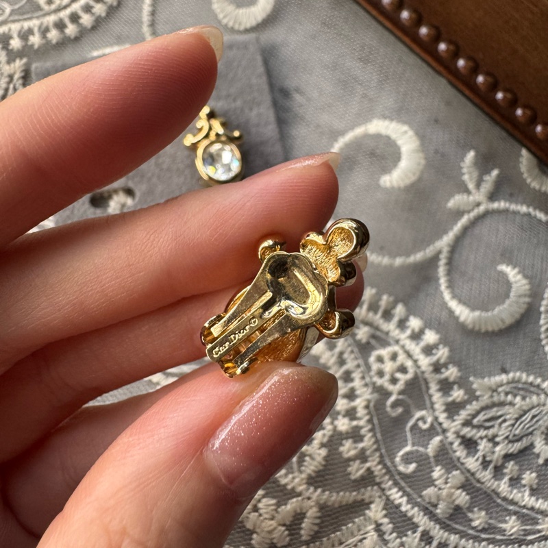 Vinatge Christian Dior Clip on Earrings 宮廷復古水鑽耳夾-12