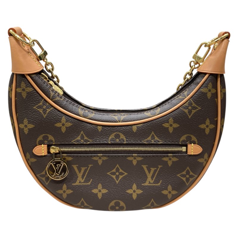 LOUIS VUITTON 路易威登 M81098 LOOP 月亮包/彎月包 PVC帆布 老花 棕色 金釦-1