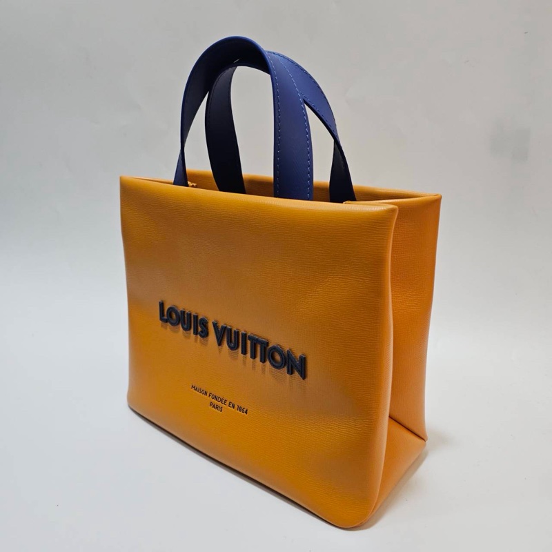 LV 橘拼藍牛皮Mini Shopper Tote銀釦手提斜背包M15237-2