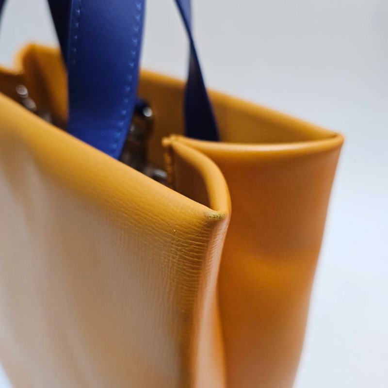LV 橘拼藍牛皮Mini Shopper Tote銀釦手提斜背包M15237-4
